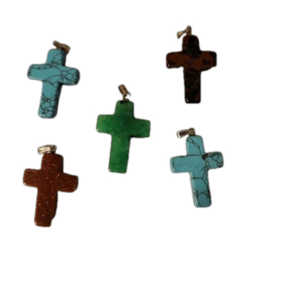 5 Gemstone crosses for Necklaces, NWOT
